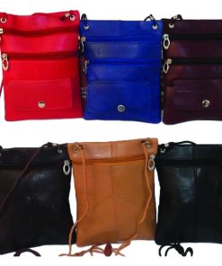 Fine Leather Clutch Wallet with Wrist Strap, Zipper Closures